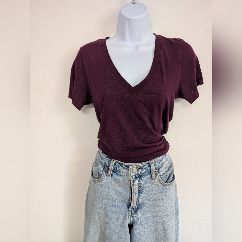 PINK Y2K Victoria's Secret Deep Purple V-Neck Tee